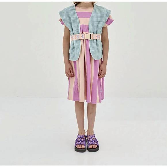 NEW REPOSE AMS easy peasy dress in peach stripe - Picture 2 of 3